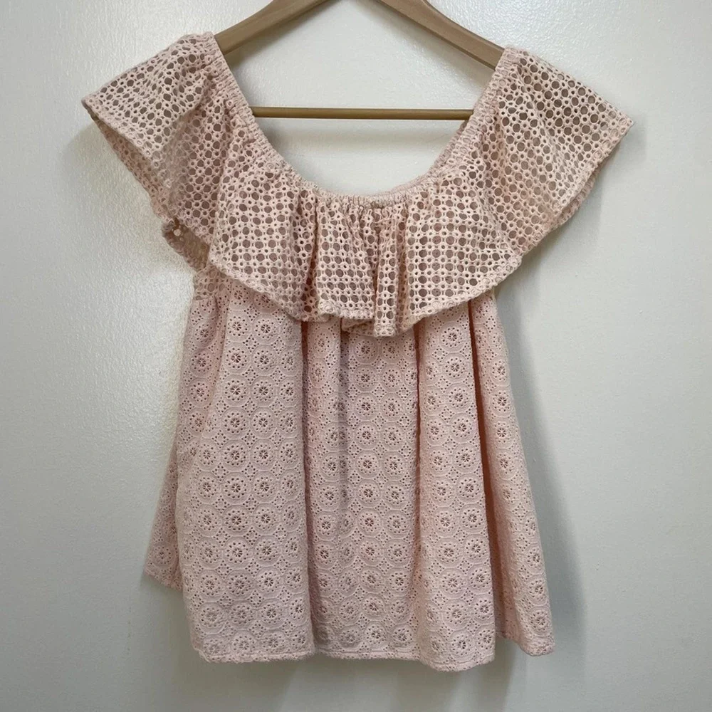 Womens Rebecca Minkoff Eyelet Ruffle Top Size XXS Boho Whimsical